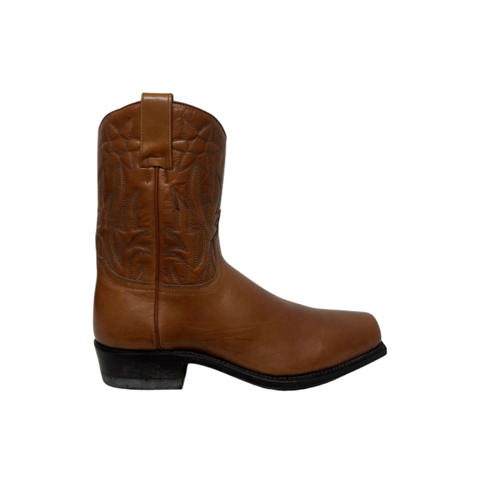 Botas estilo cowboy para mujer Sendra caña baja cuero color natural 2795