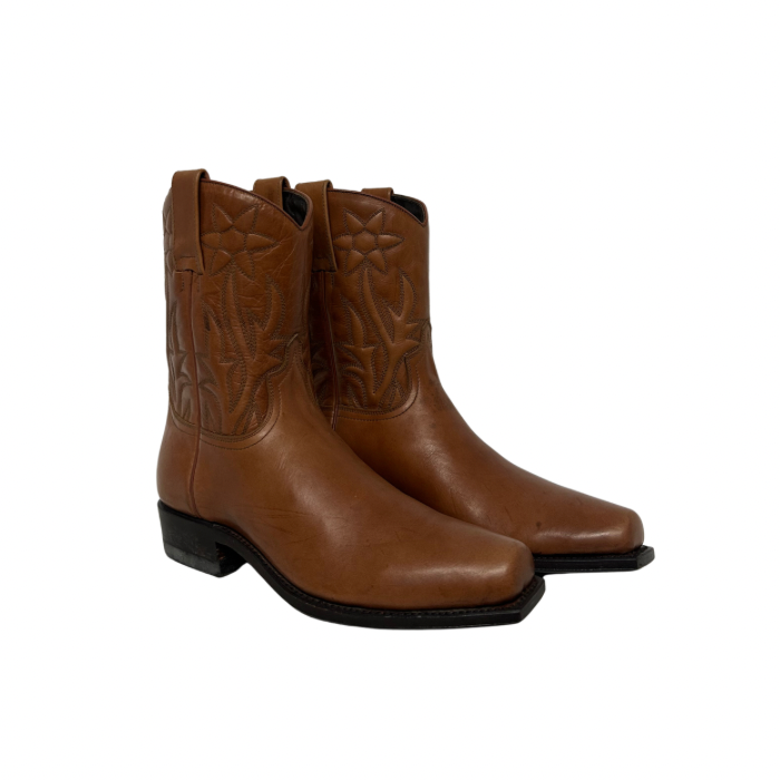 Botas estilo cowboy para mujer Sendra caña baja cuero color natural 2795