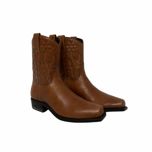 Botas estilo cowboy para mujer Sendra caña baja cuero color natural 2795