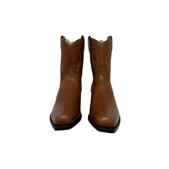 Botas estilo cowboy para mujer Sendra caña baja cuero color natural 2795